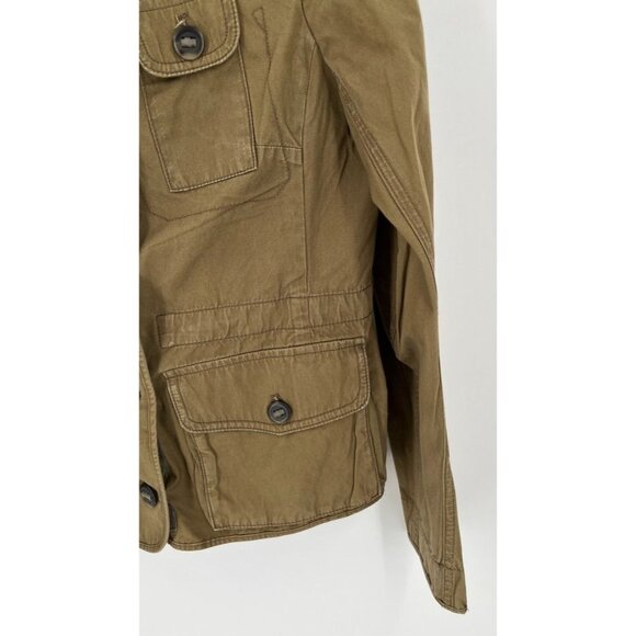 Anne Taylor Loft Olive Field Jacket Size S Women's Button Zip Drawstring Close - Picture 7 of 13